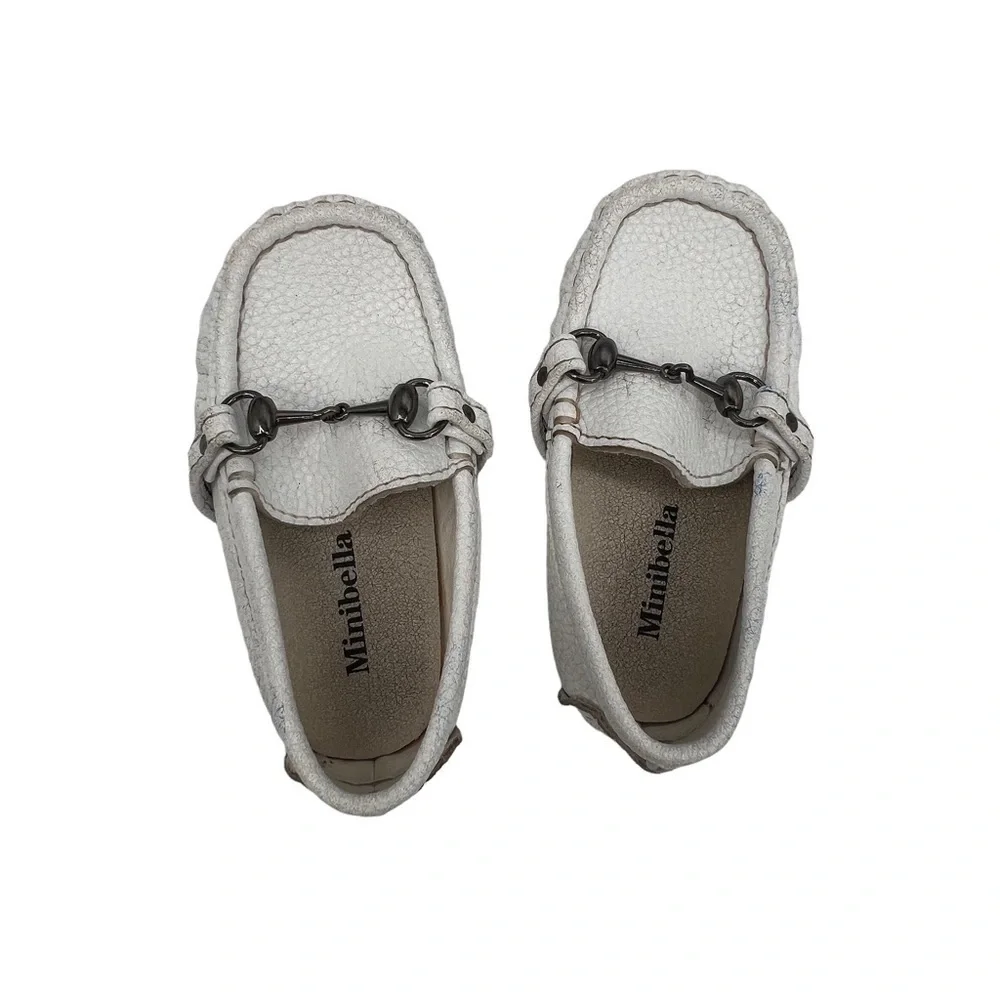 Minibella White Slip-On Horse Bit Loafers Size 24 Toddler Girl's